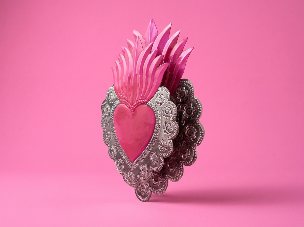 Hand-Punched Tin Sacred Heart | Mexican Folk Art | Oaxaca, Mexico | Rooted in Mexico