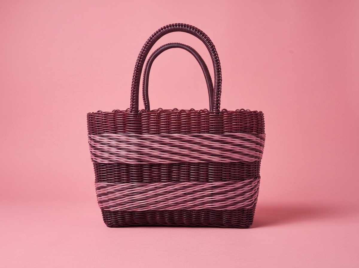 Woven Plastic Tote Bag – Burgundy
