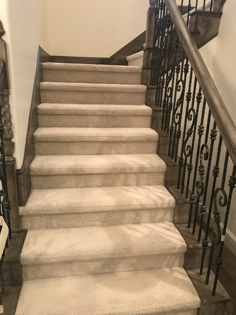 New runner and refinished treads improve safety and style.