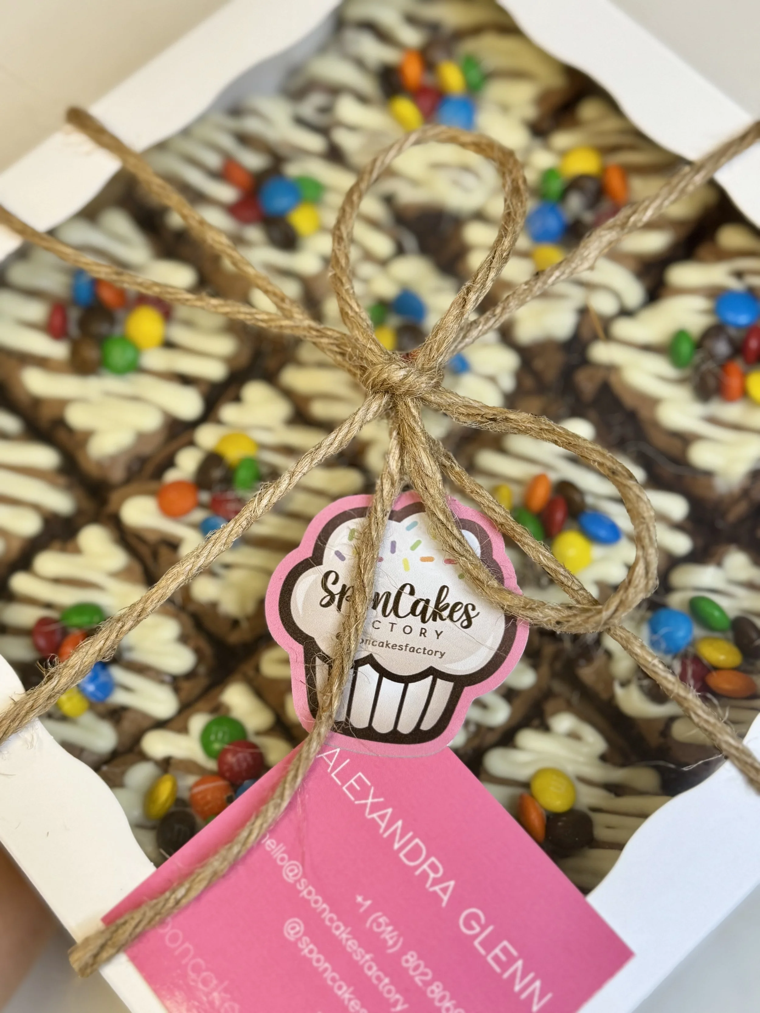 Chocolate and m&m's brownie bites box