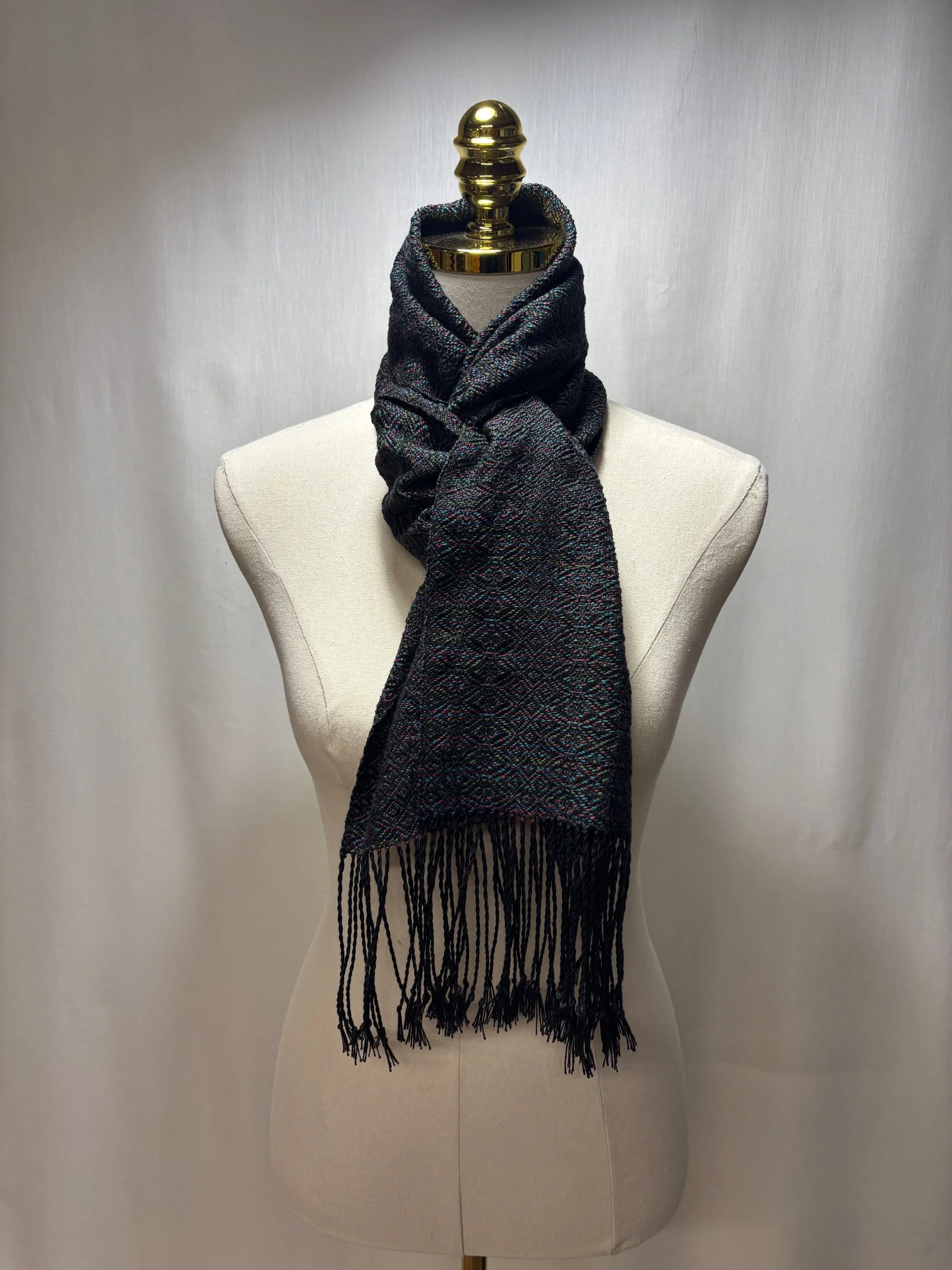 Midnight Ember — Handwoven Tencel Scarf
