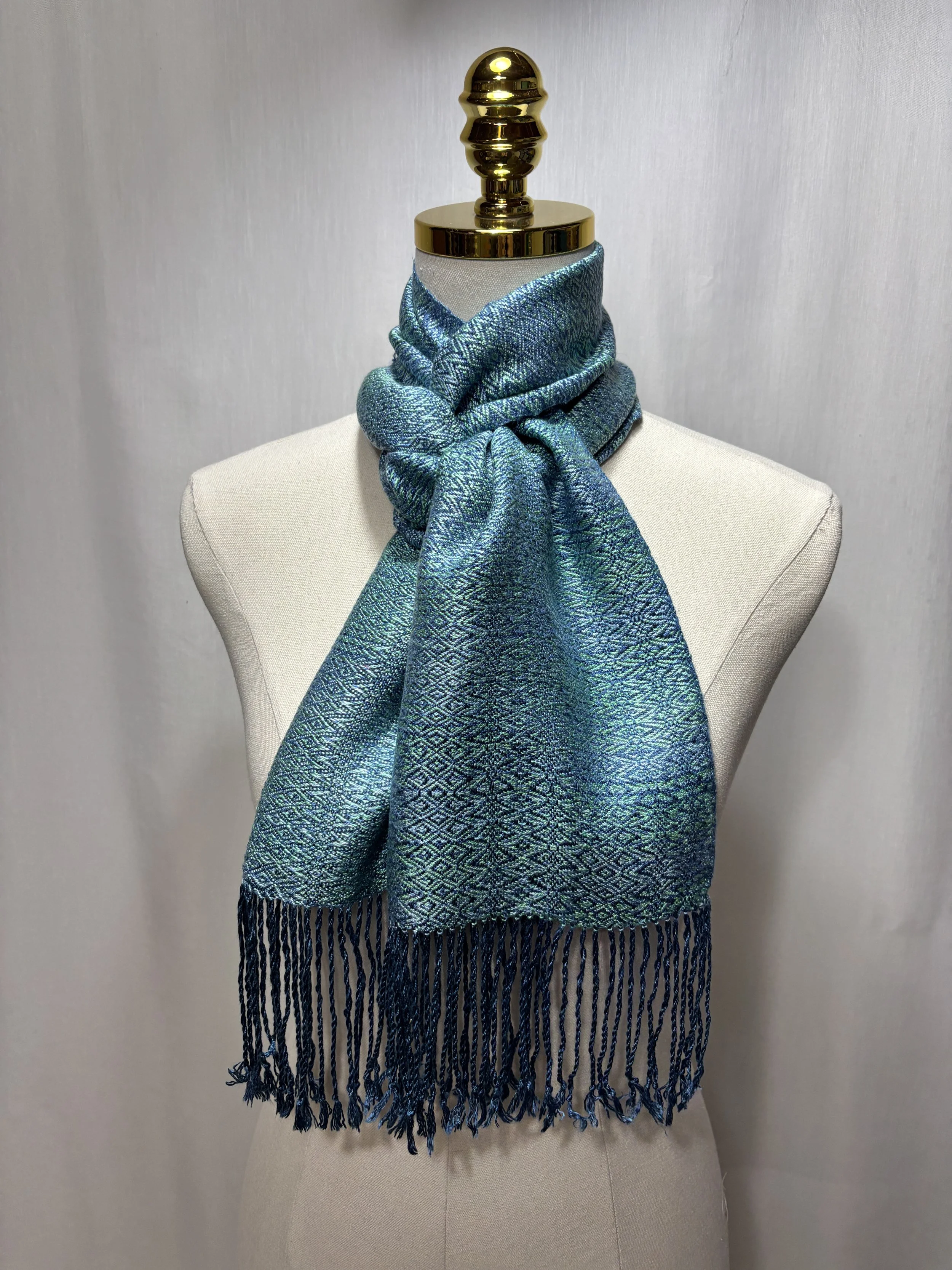Verdant Tide - Handwoven Tencel Scarf