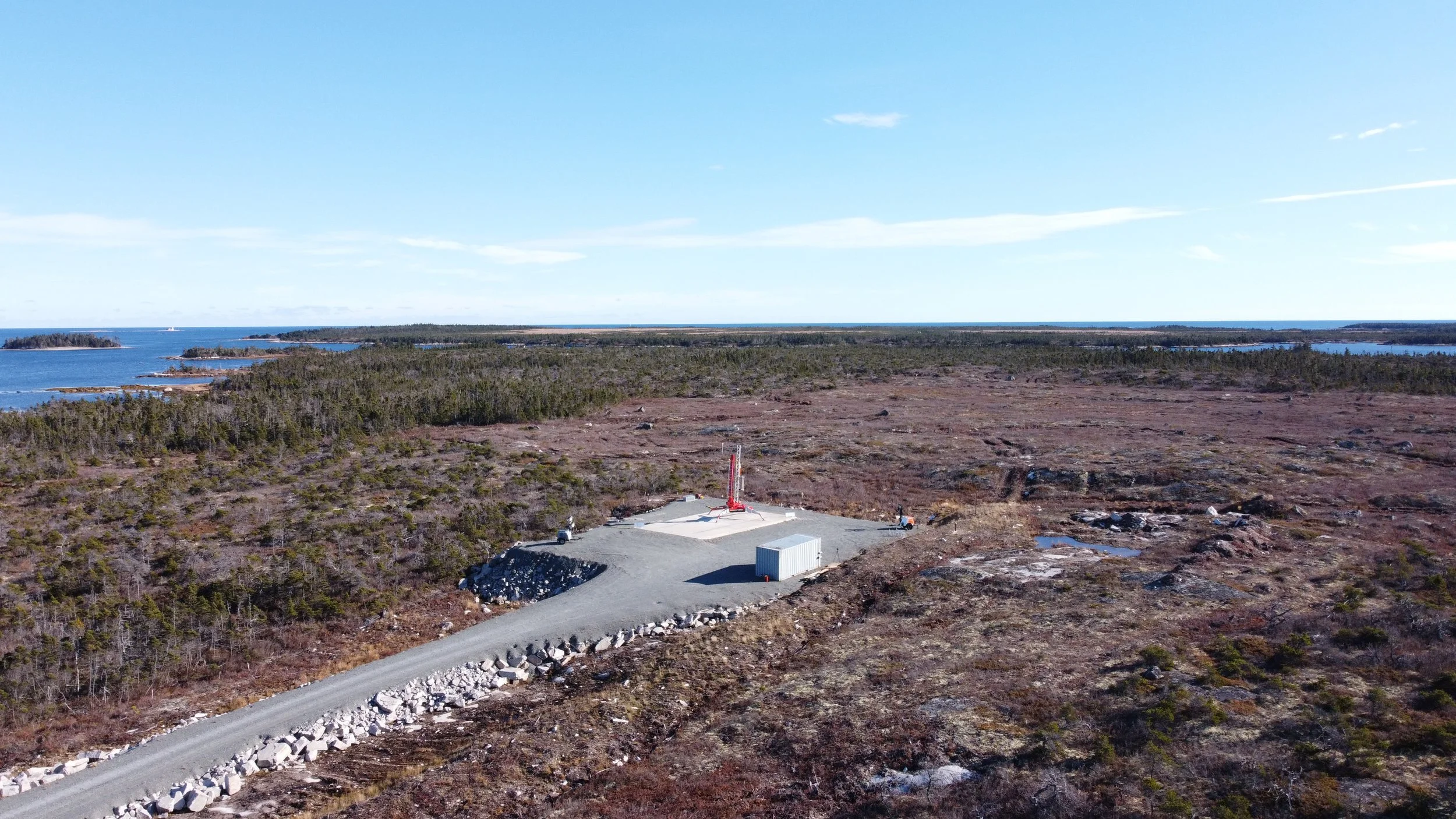 Maritime Launch Services site and surrounding coastal landscape photographed from above by Friar Media