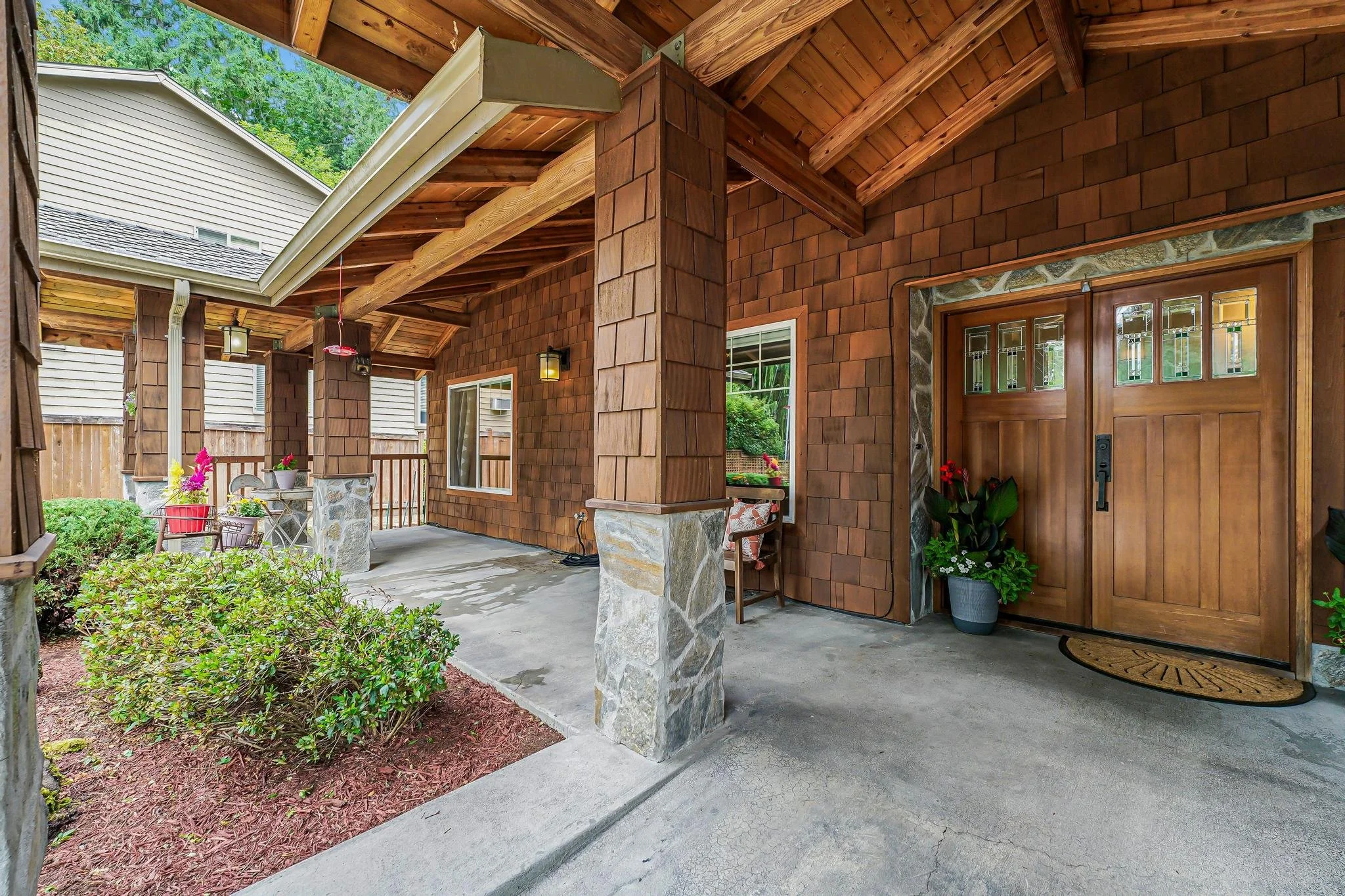 Cozy outdoor seating area where residents can relax, socialize, and enjoy fresh air in a safe environment.