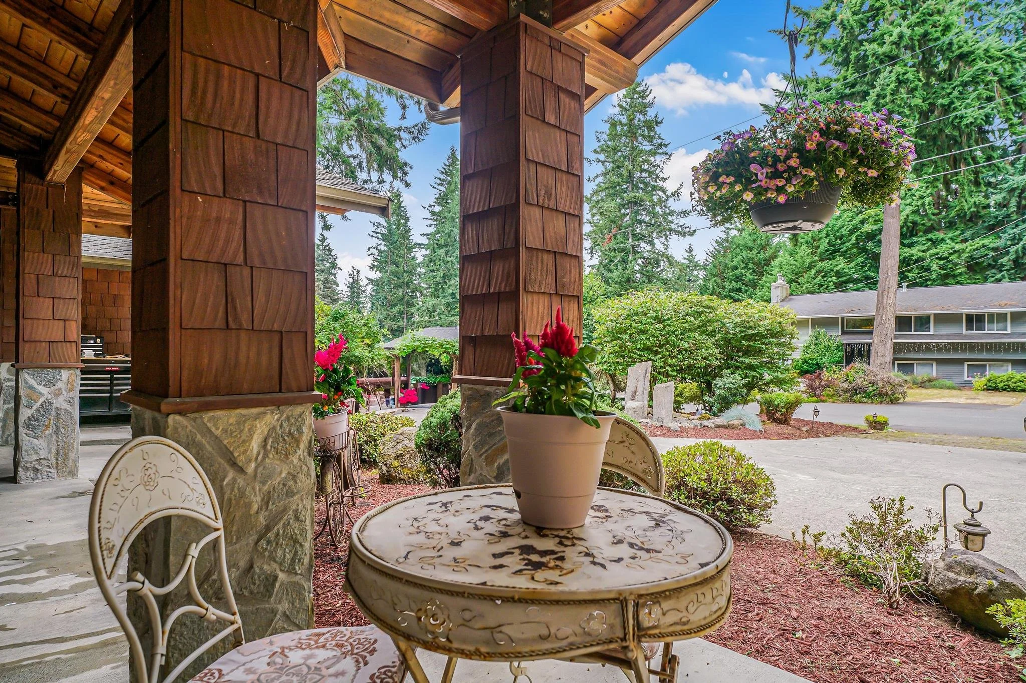 Beautifully landscaped front yard offering a serene, calming view that enhances the home-like setting.