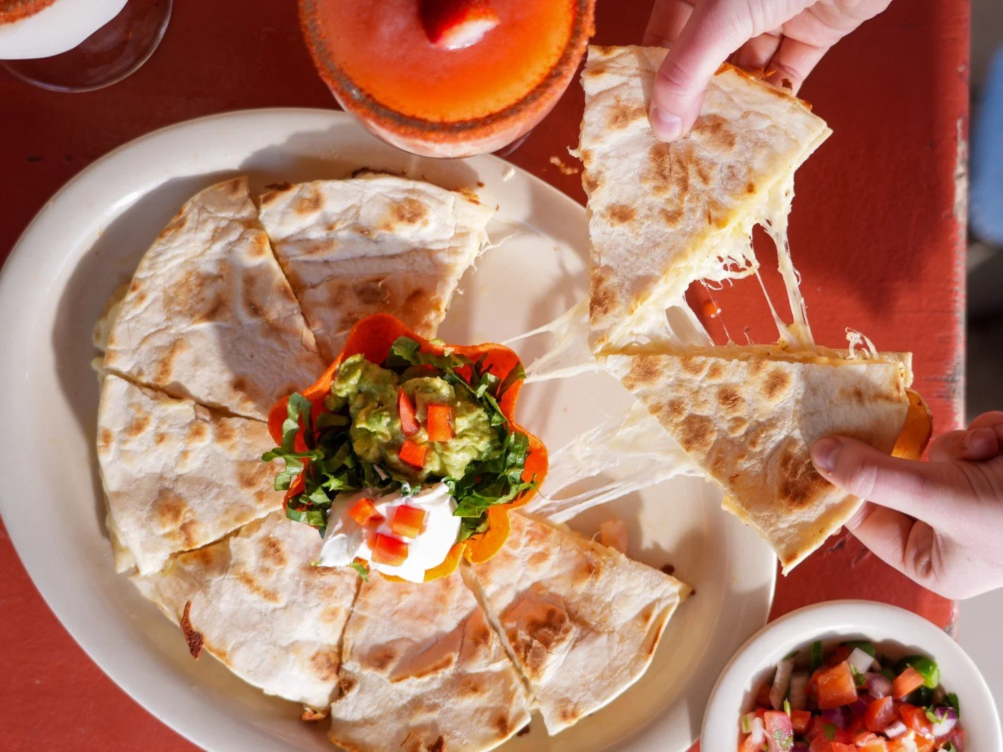 Say hello to your new go-to: our shrimp fajita quesadilla. Crispy tortilla, melty cheese, big Tex‑Mex flavor. Come try it today! 🍤