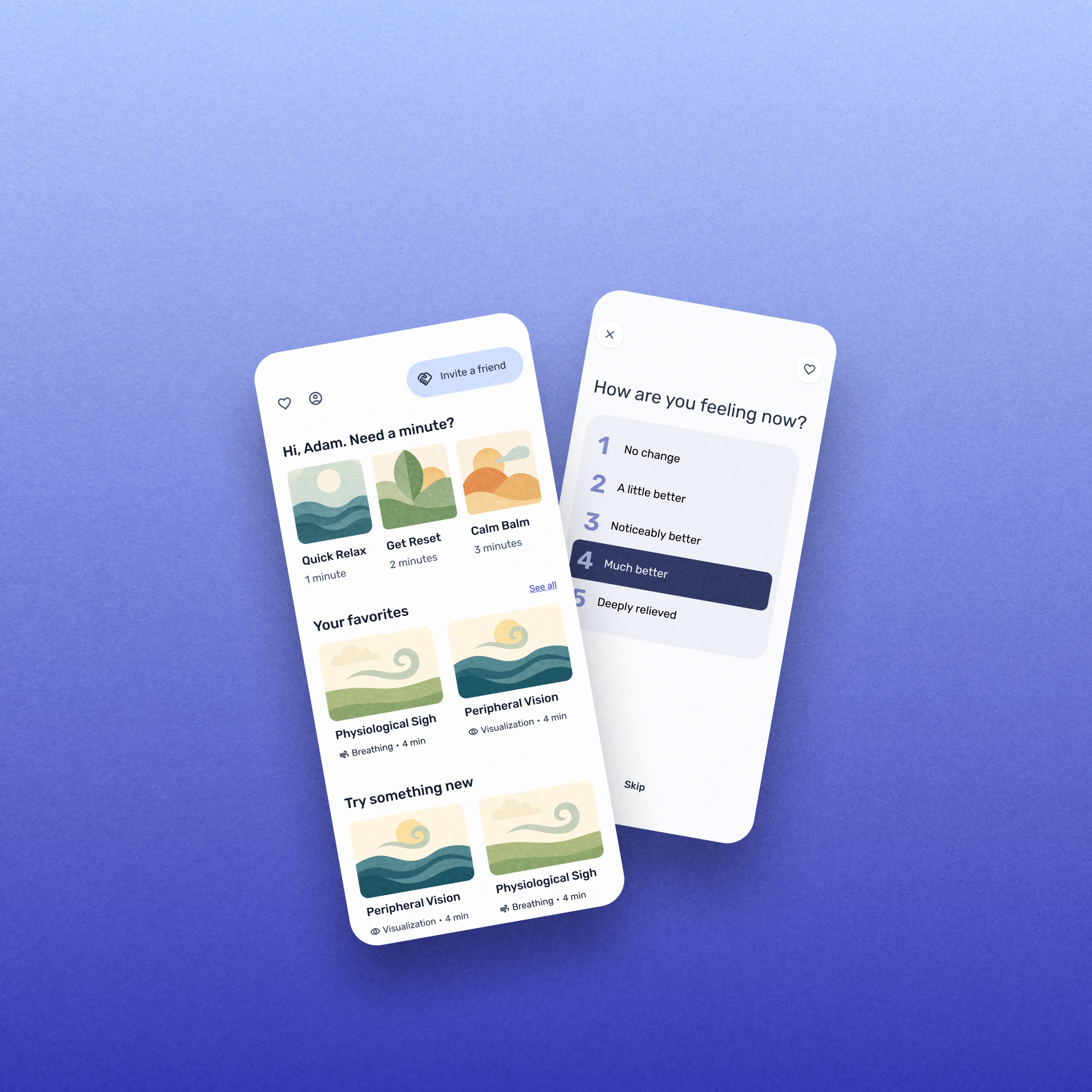 Image showing two app screens, Home & Feedback.
