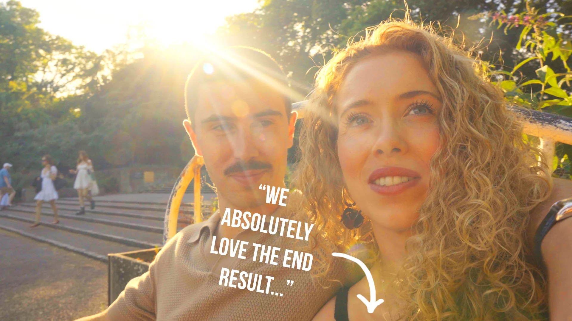 A wedding video filmed in Battersea park London of a couple walking around London together, speaking about their love, dancing together & telling the story about how they met.