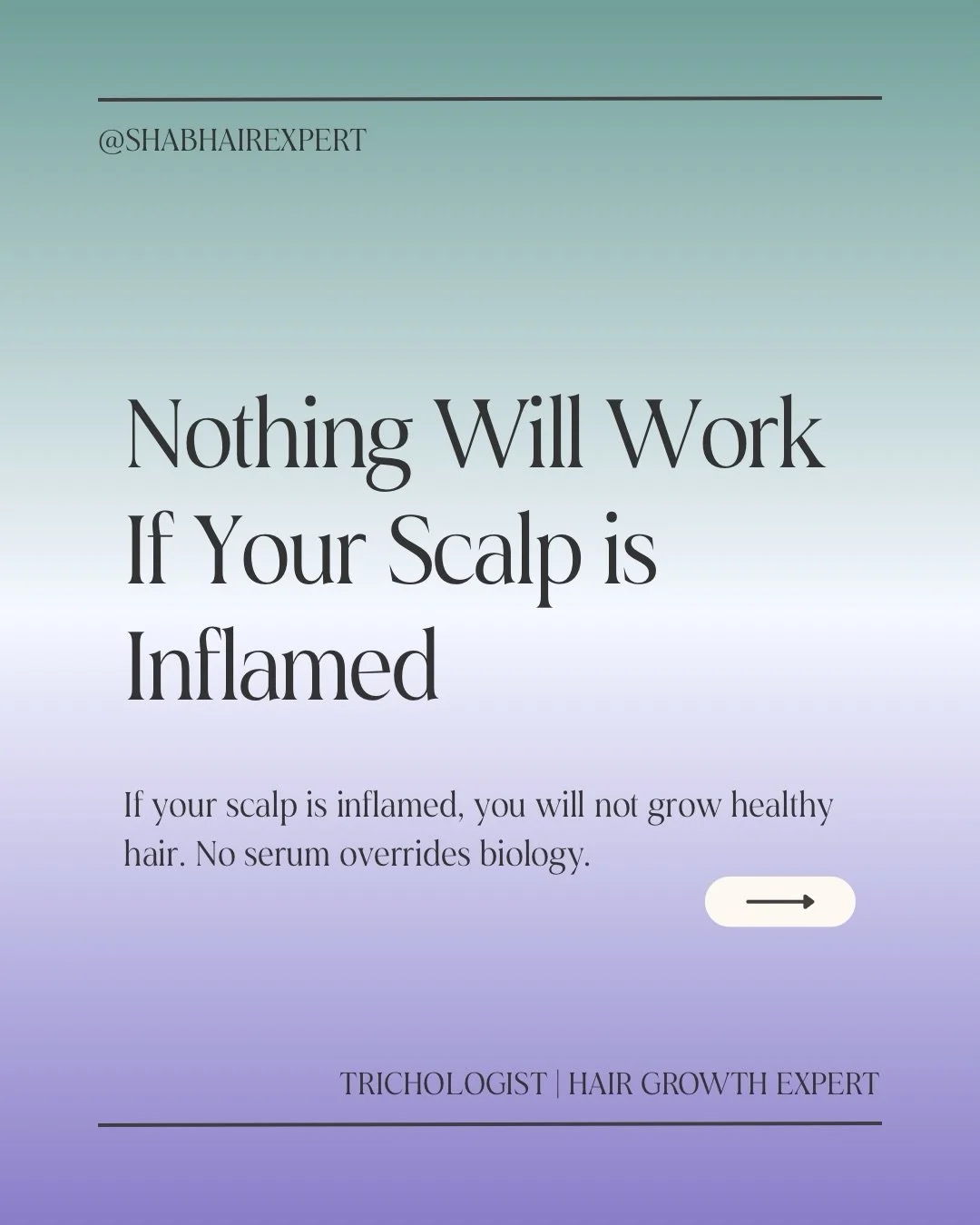 Overlooking even the slightest scalp issue like itching or burning can really impact the way your hair grows. The scariest thing is when you have an inflamed scalp and you&rsquo;re not even aware of it. This is something I see a lot with clients. 

Y