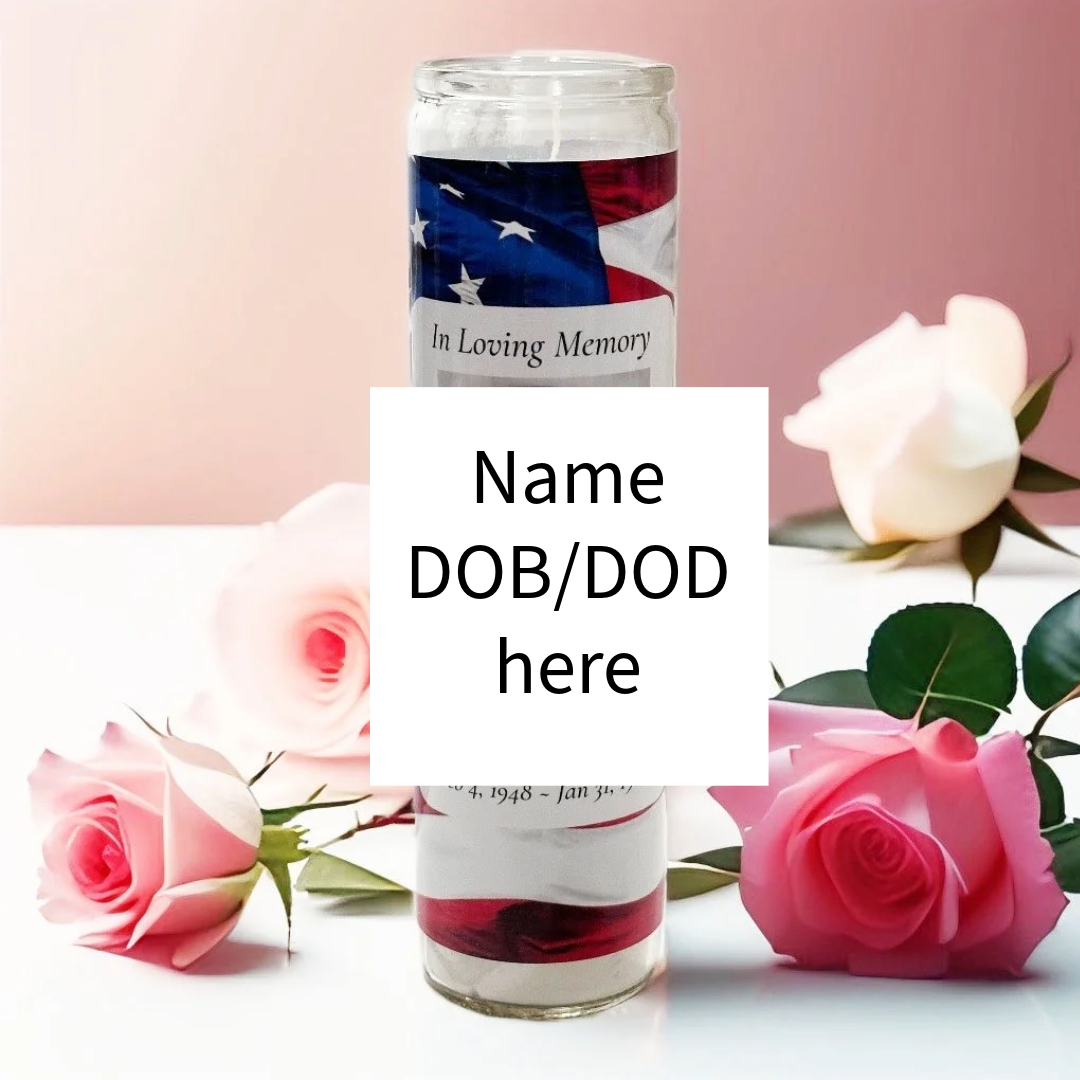 Personalized Veteran Memorial Prayer Candle