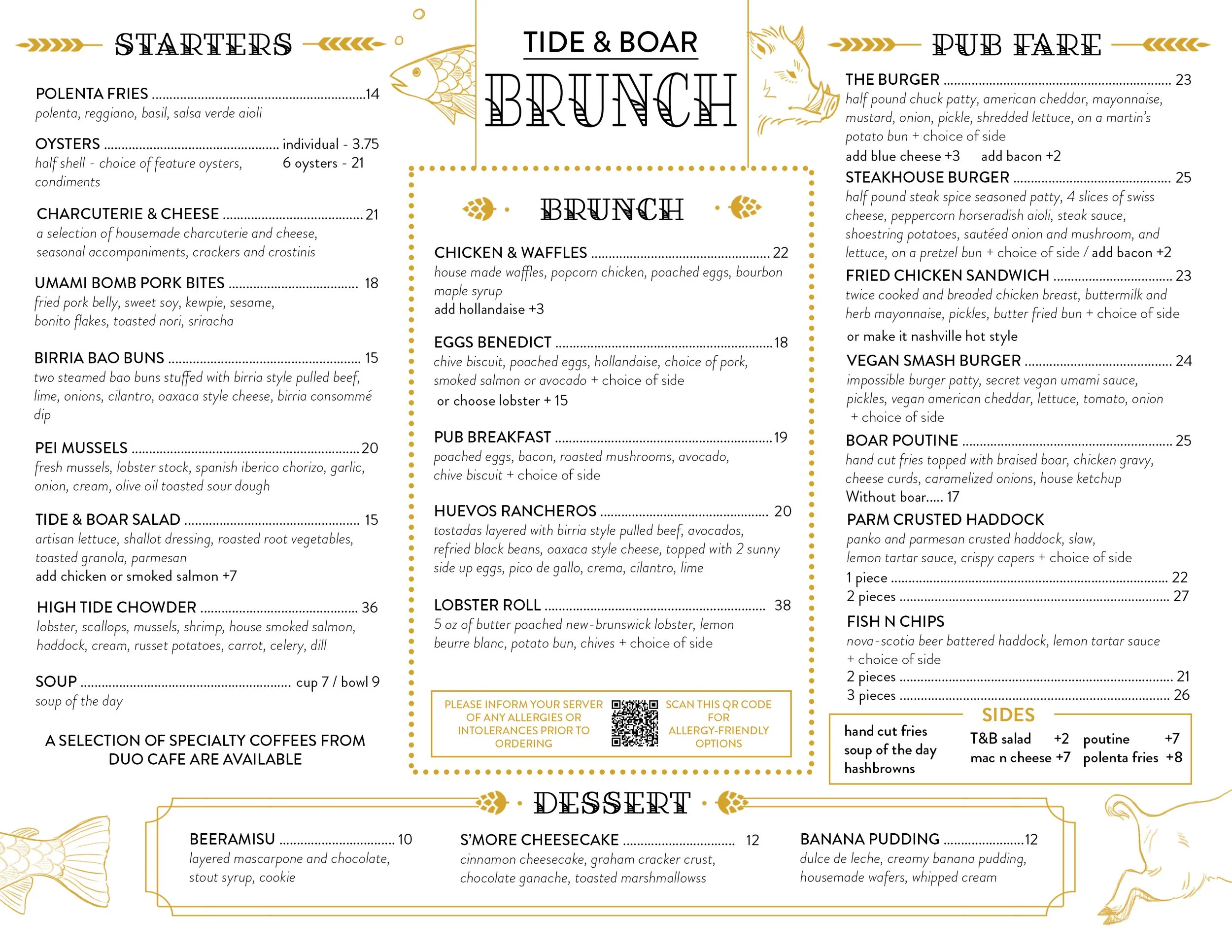 Menu — Tide & Boar Gastropub