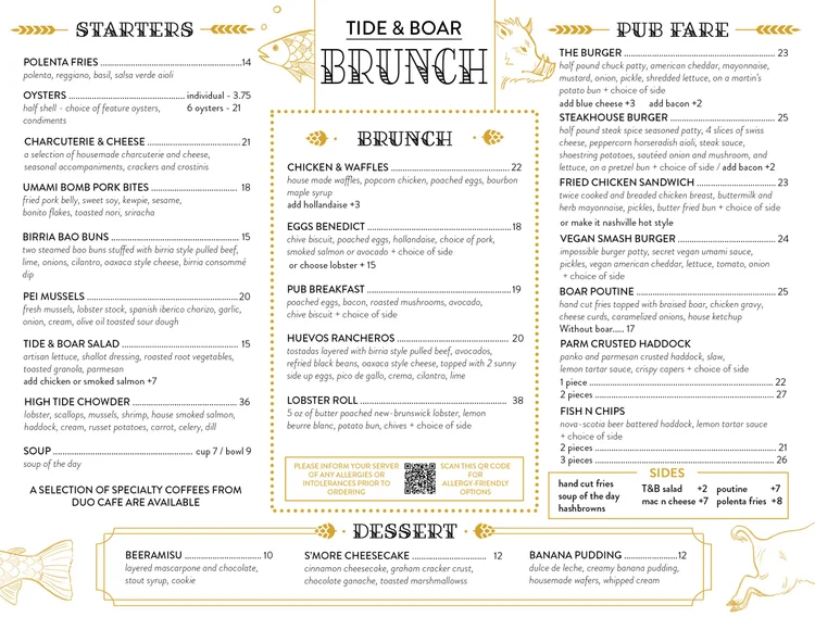 Menu — Tide & Boar Gastropub