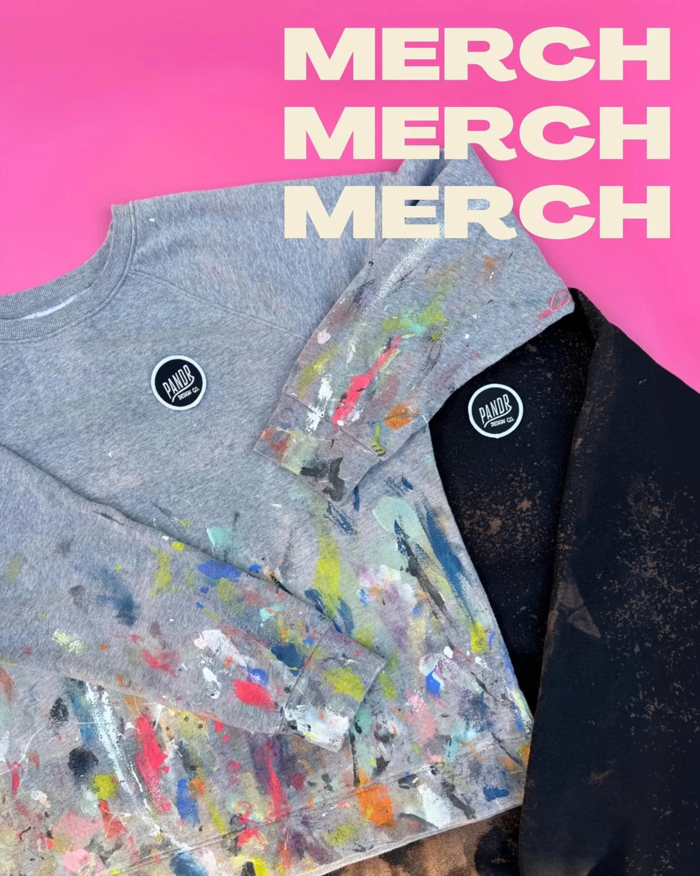 New merch just dropped!! 👀
It&rsquo;s been forever since I&rsquo;ve offered any, so I wanted to start small and make things FUN.

All the sweatshirts are thrifted (aka sustainable + unique) and each one is hand-painted or bleach-dyed by me. Because 