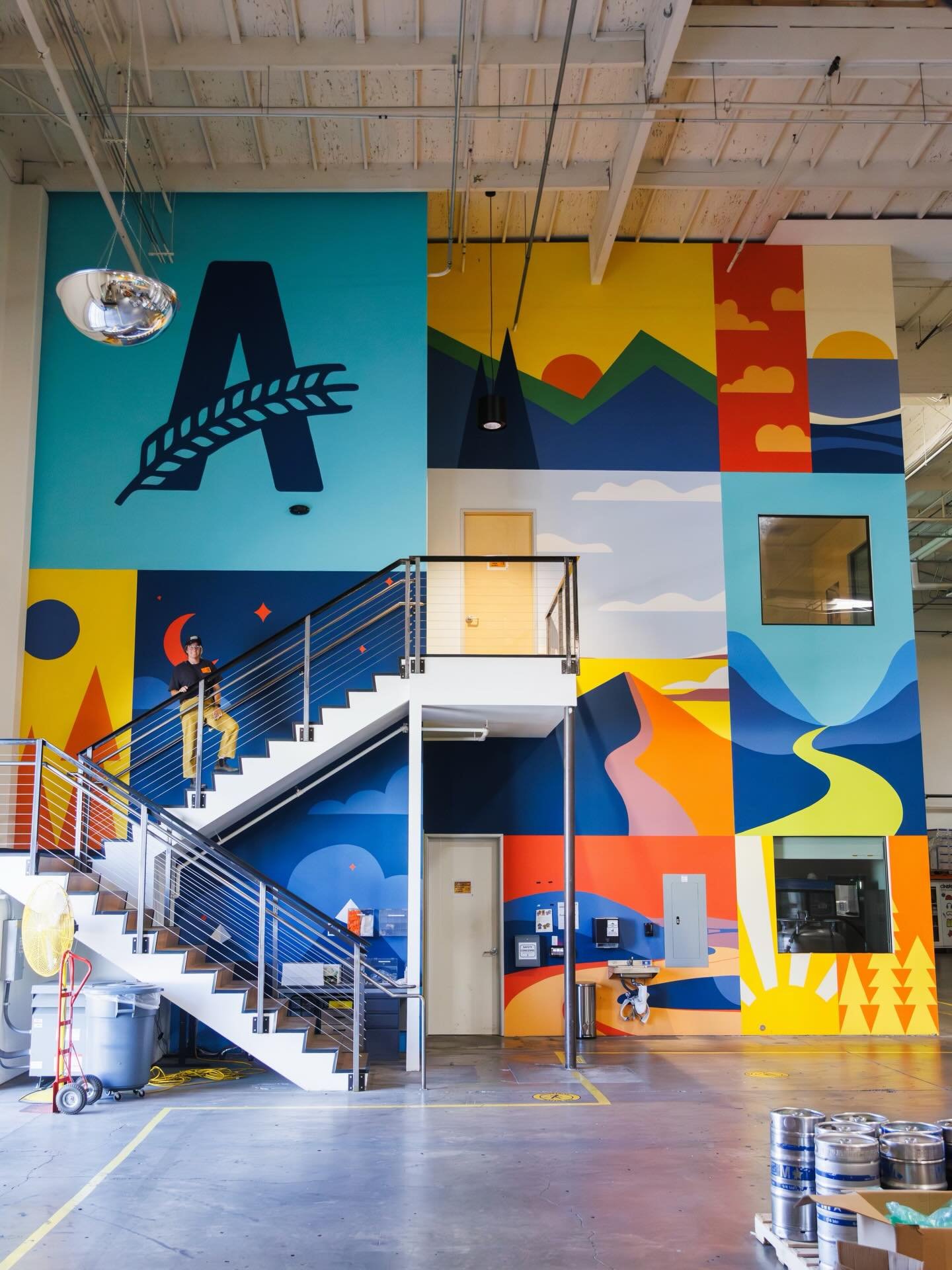 Took a little trip down memory lane at @athleticbrewing San Diego to capture the work we&rsquo;ve done there over the years. It started with the silos in 2020 and in October we completed the 2,400 sqft mural with the dimensional &ldquo;A&rdquo;. So f
