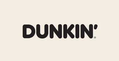 Dunkin' logo on a beige background