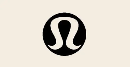 Lululemon logo with stylized 'L' and 'U' in a black and white circle