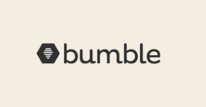 Bumble app logo with a black hexagon icon and the word 'bumble' in lowercase letters.
