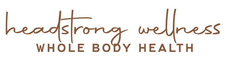 Logo with text 'headstrong wellness' in handwritten style and 'WHOLE BODY HEALTH' in capital letters underneath.