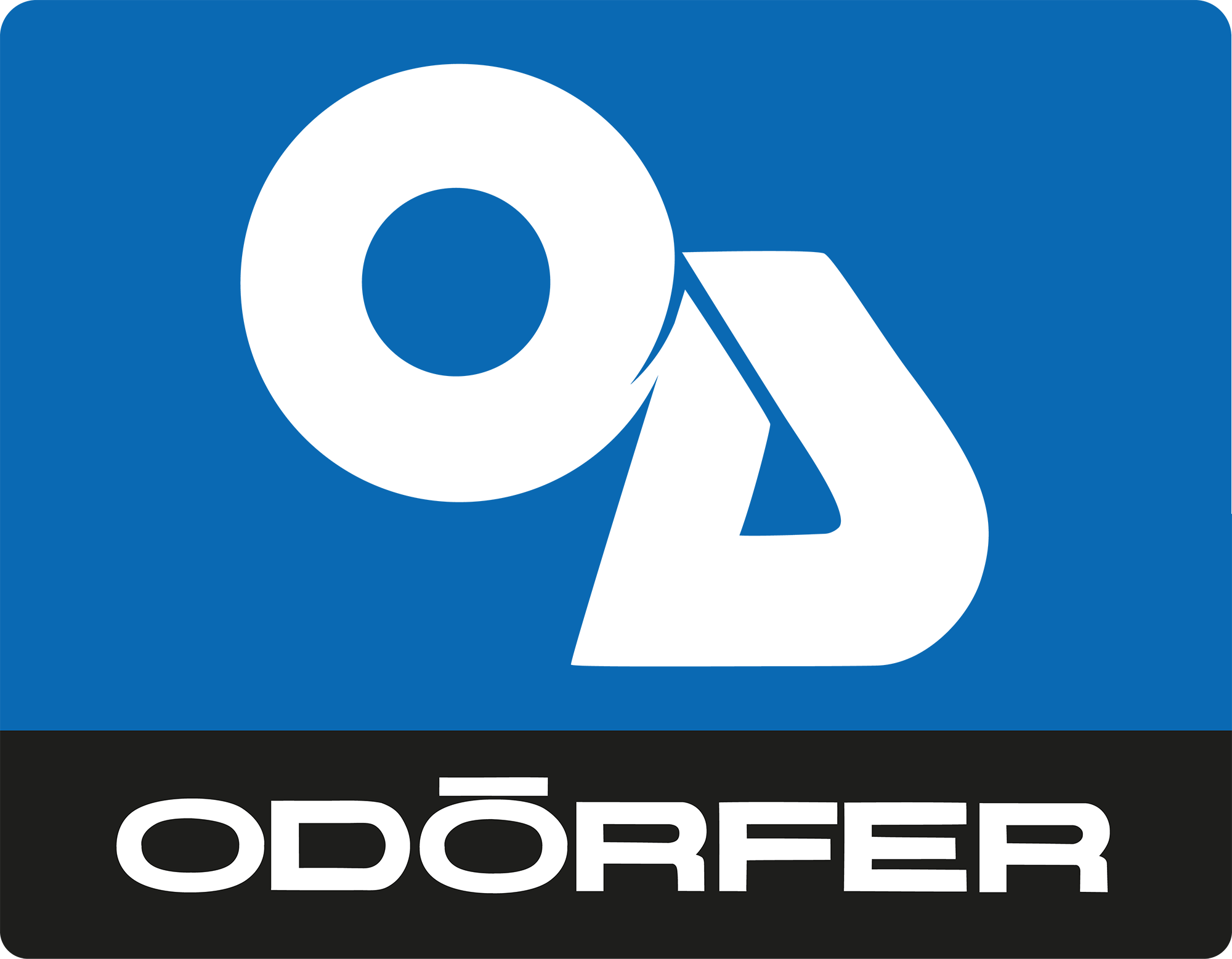 Der Bildschirm zeigt das Logo von 'Odörfer' mit einem blauen Hintergrund und schwarzem Text