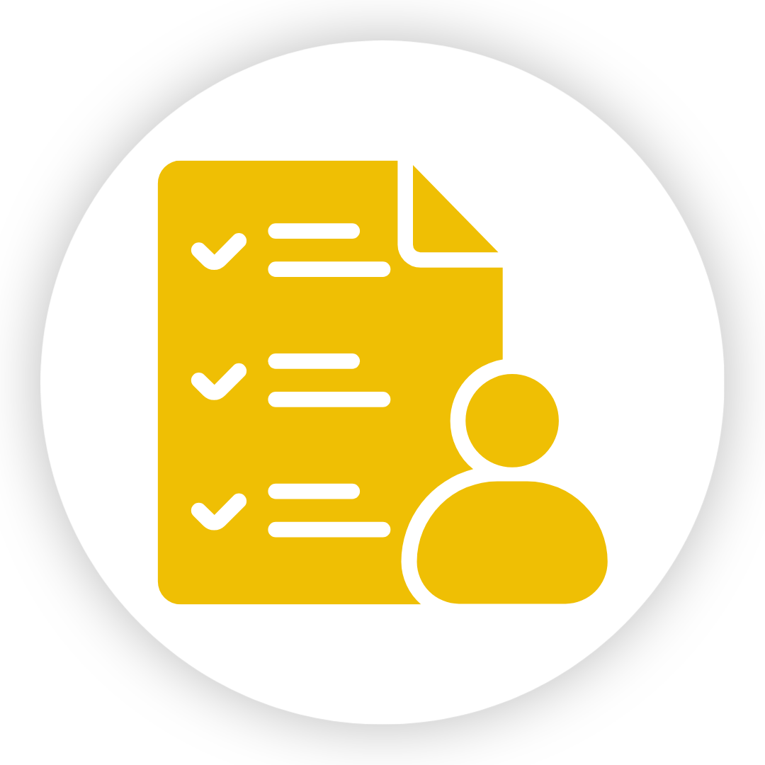 Icon of a checklist and a person, representing tasks or profile.
