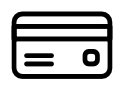 A simple icon of a credit card with two horizontal lines and a circular chip on the right.