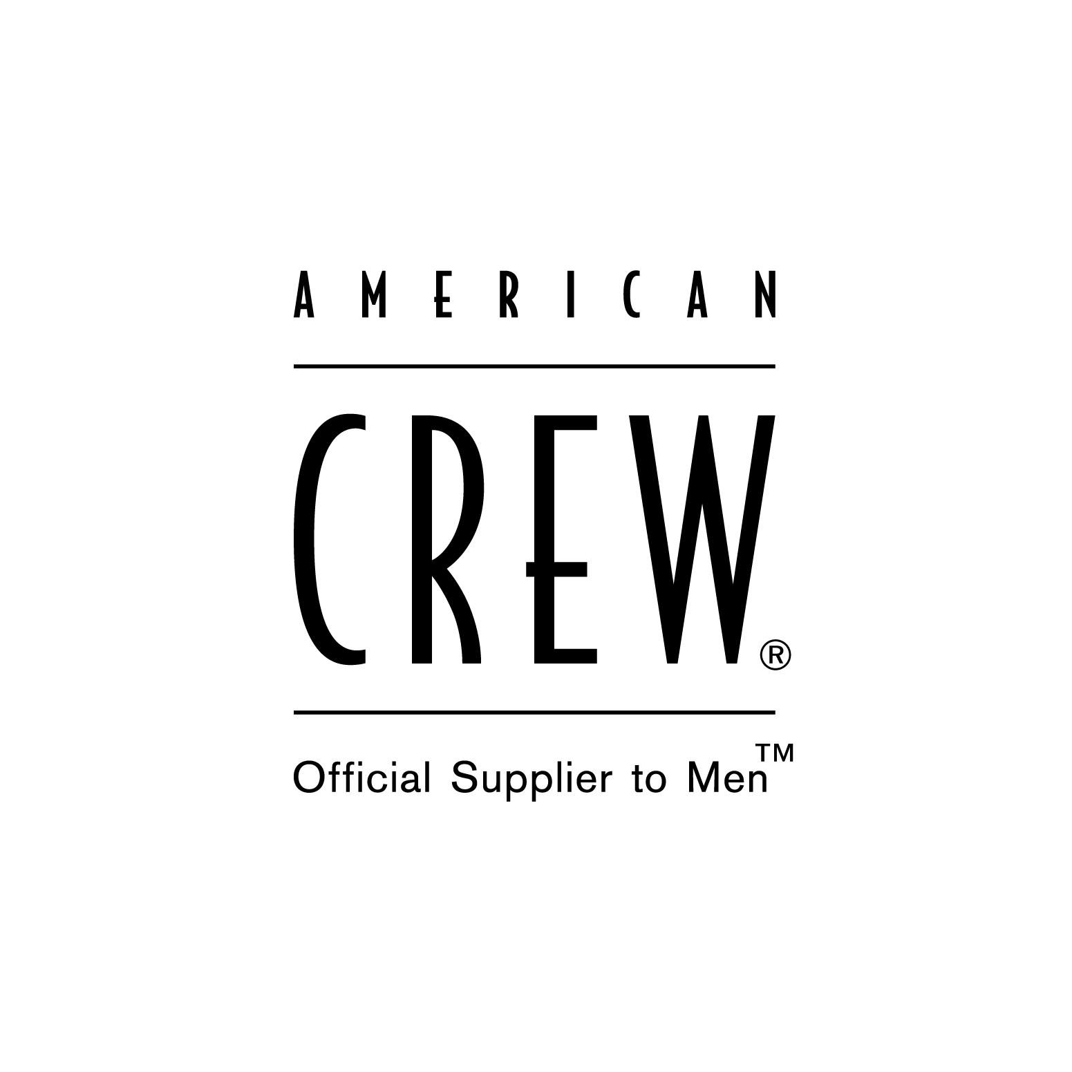 Logo of American Crew, a men's grooming products brand, with text 'Official Supplier to Men'.