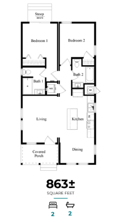 USA Series Model 6 — 2 Bed | 2 Bath | 854 SQFT