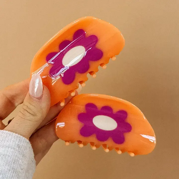 peachy flower hair clip