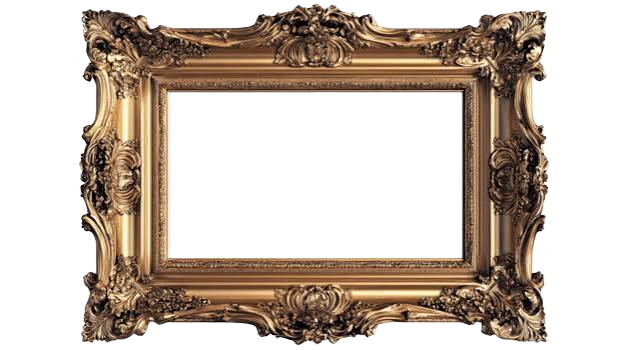Ornate antique gold picture frame with detailed carvings.