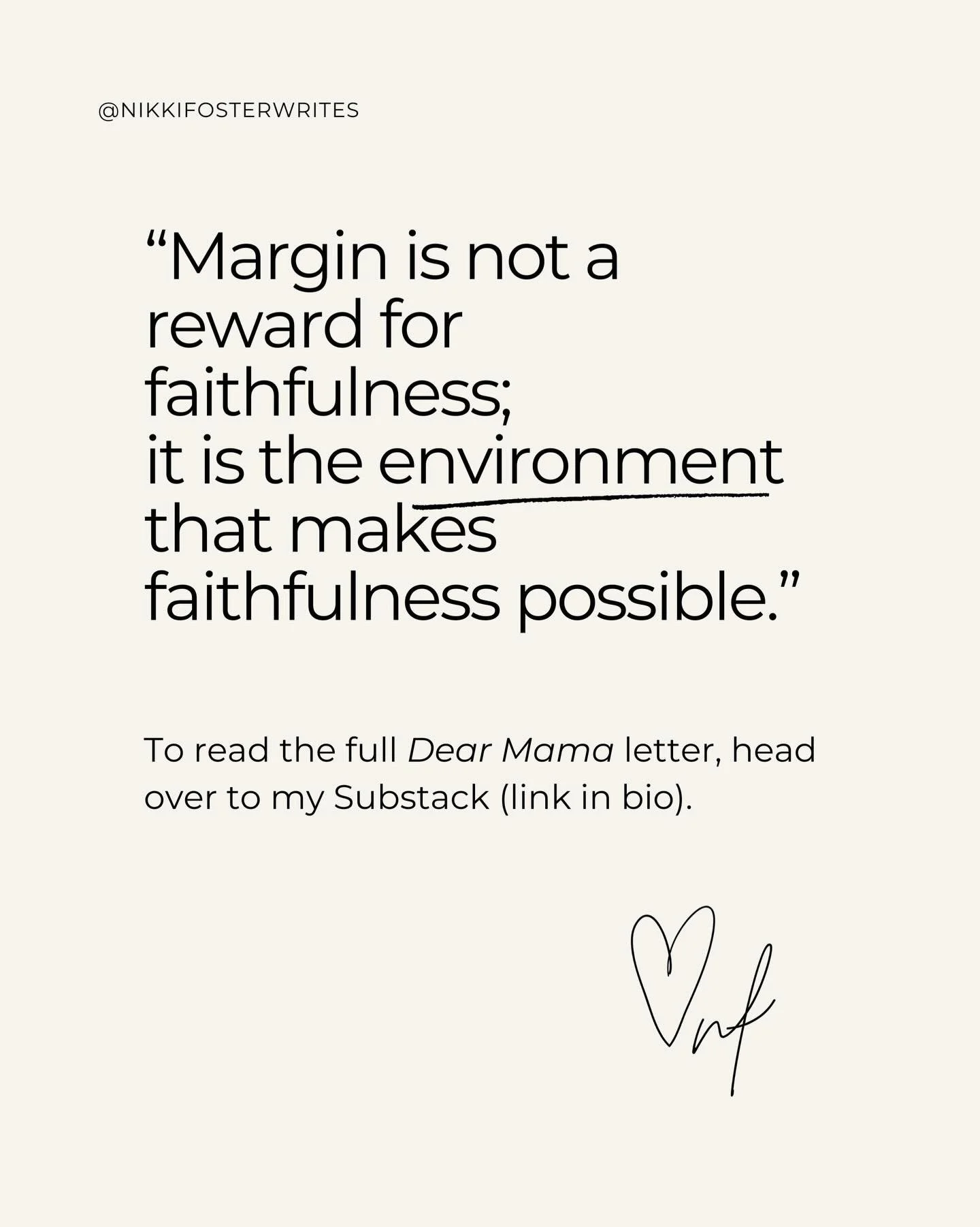 We tend to treat margin like a reward &mdash; something we earn once everything is finished and everyone is cared for. 

But Scripture shows us something quieter and more true. 

Full Dear Mama letter on Substack. 🤍