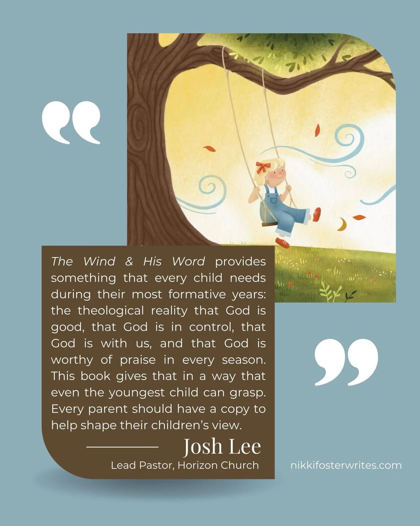 This is exactly why I wrote The Wind &amp; His Word. 
For little hearts. 
For the forming years.
For the moments that quietly shape a kiddo&rsquo;s view of who God is. 

My prayer for this book has always been simple &mdash; that children would know 