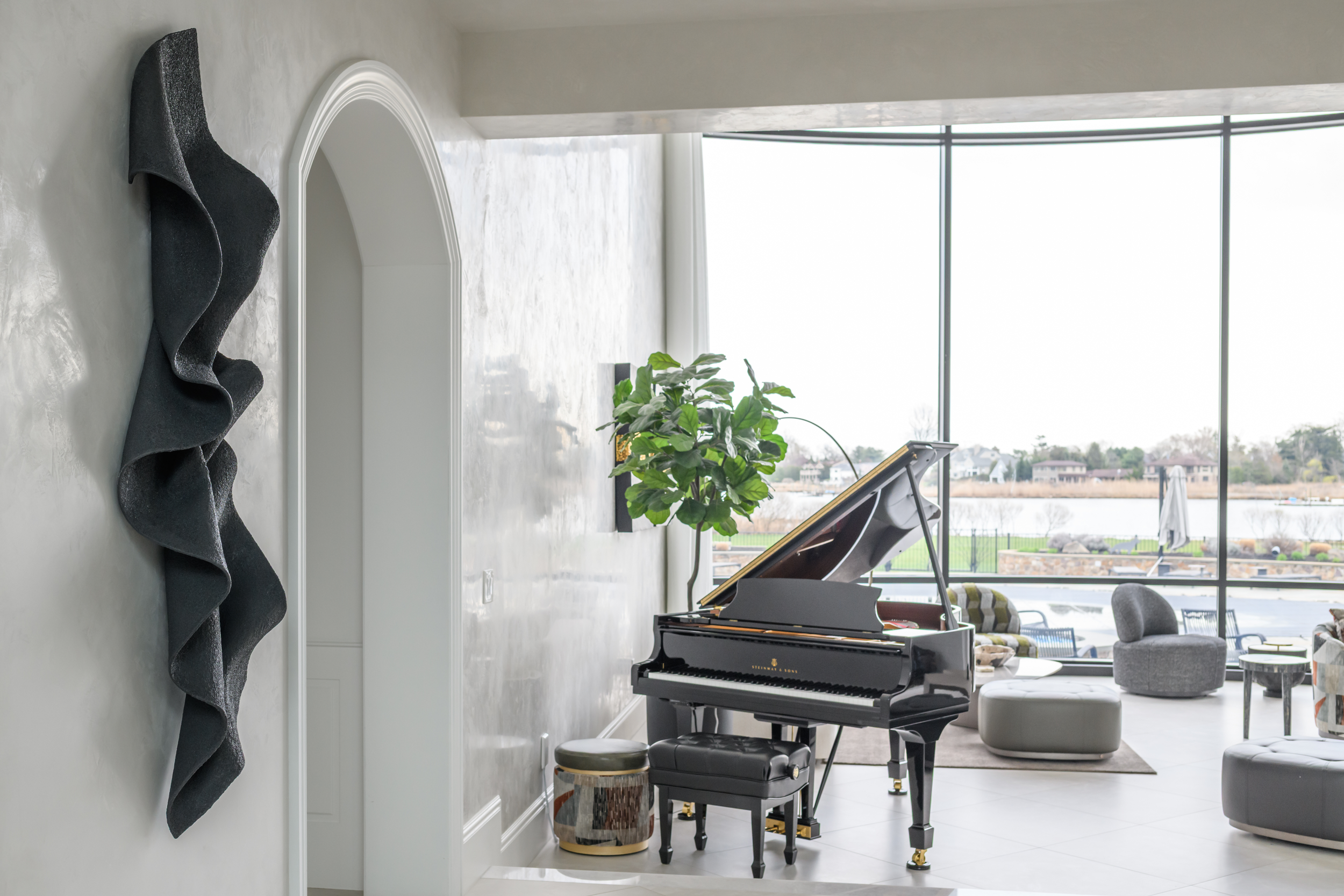  Rumson Estate 
 This expansive full home design was centered around creating a refined backdrop for gathering, entertaining, and everyday living. Clean architectural lines and custom furnishings establish a modern yet inviting atmosphere throughout 