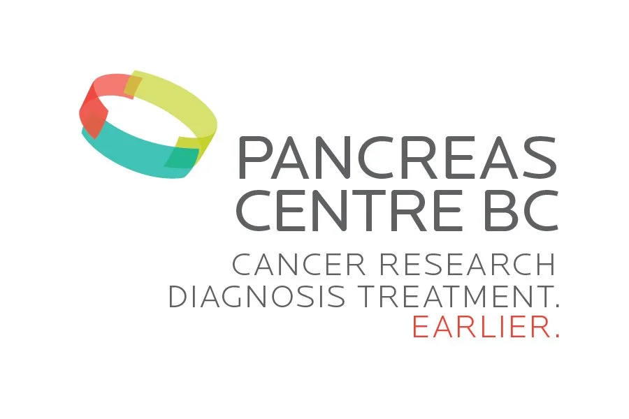 Representing Research, Diagnosis and Treatment, the feedback loop of the logo describes the ongoing work and goals of Pancreas Centre BC.