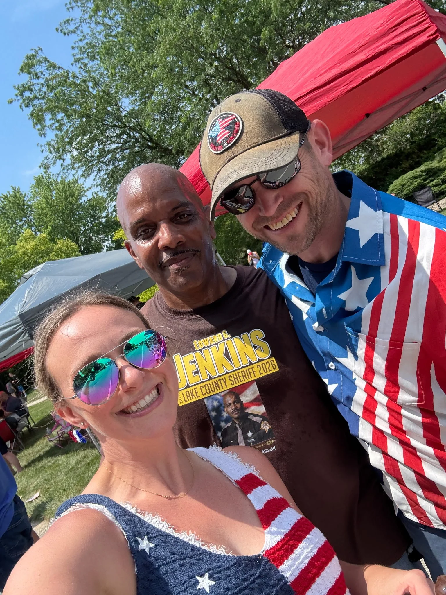 Supporters of Edward Jenkins for Lake County, Indiana Sheriff with Edward Jenkins, deputy chief of police for Lake County, at an event.