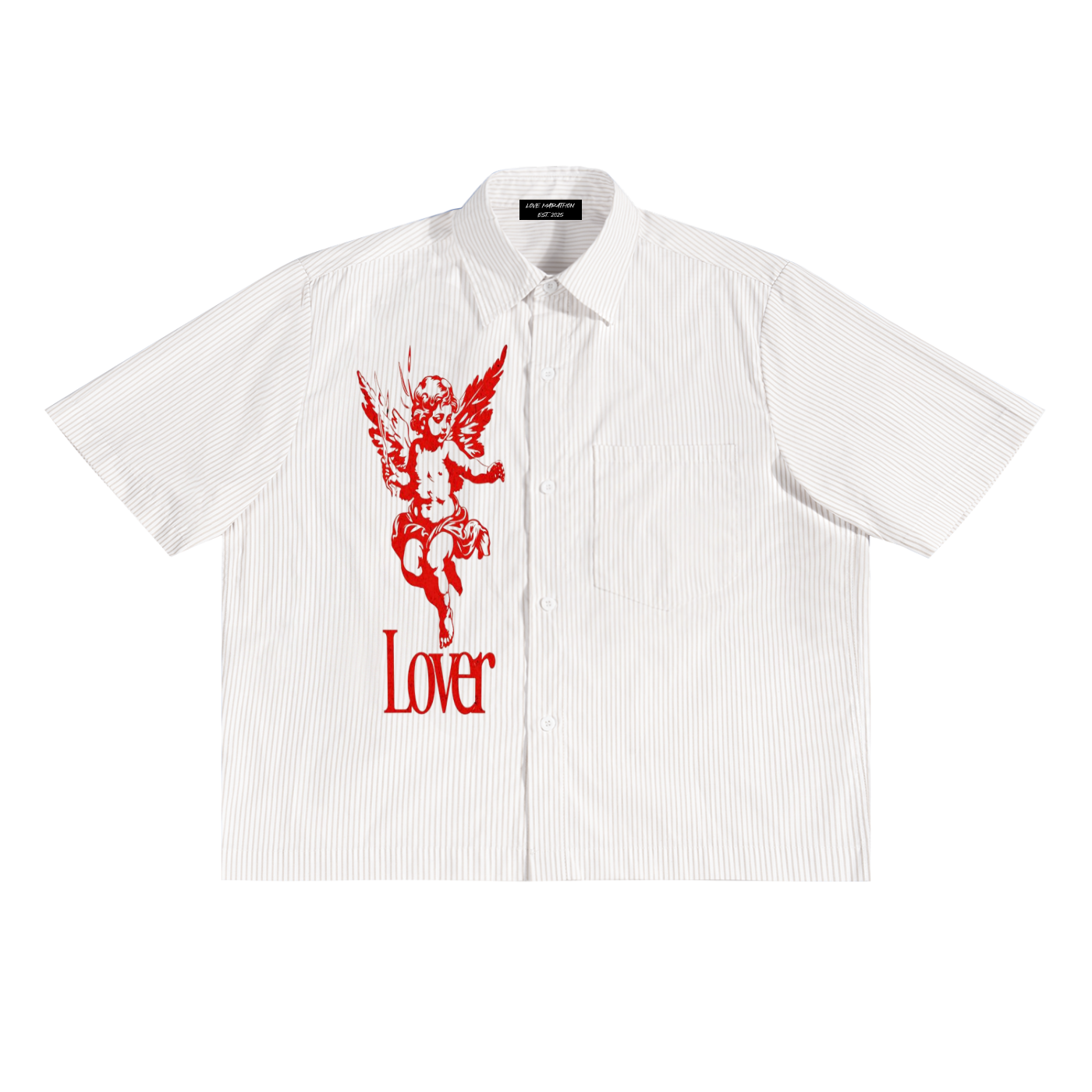 Pray 444 Love Oversized Vertical Stripe Boxy Shirt