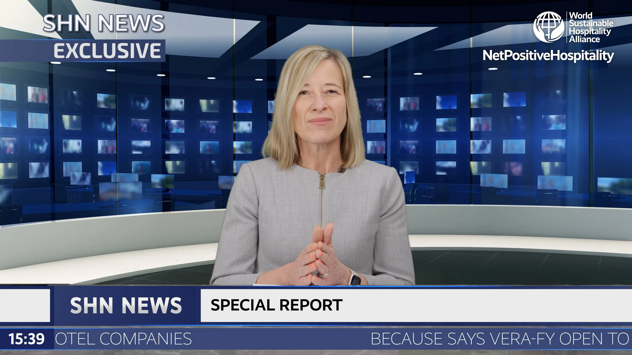  
     
     
         
     

     
     
         Vera-Fy Launch 
         A fast turn around faux news broadcast created for the Sustainable Hospitality Alliance to launch their new ESG reporting tool, Vera fy. Combining remote interviews, greensc