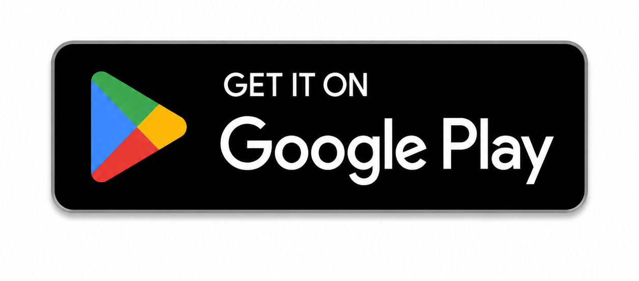 Google Play store badge with logo and text saying "Get it on Google Play".