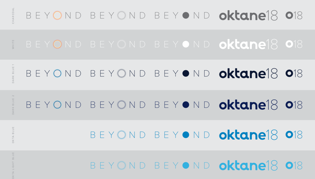 Conference branding featuring gradients and motion graphics in Okta’s Beyond theme.