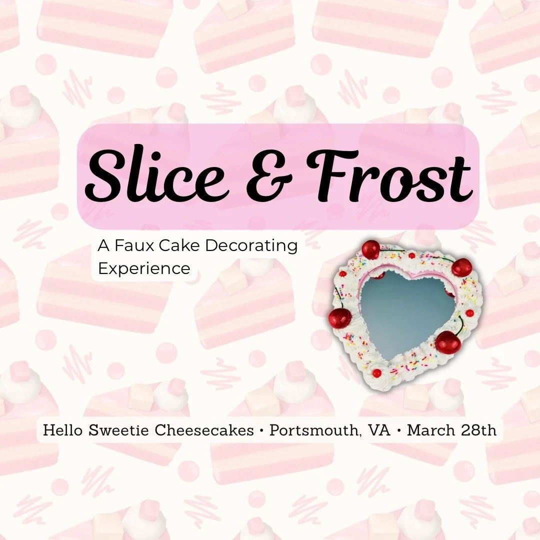 🍰✨ IT&rsquo;S OFFICIAL ✨🍰

Join me on Saturday, March 28th from 12-2PM @hellosweetiecheesecakes in Portsmouth, VA for a heart cake mirror workshop that&rsquo;s equal parts creative and delicious.

You&rsquo;ll decorate your own frosting-style heart