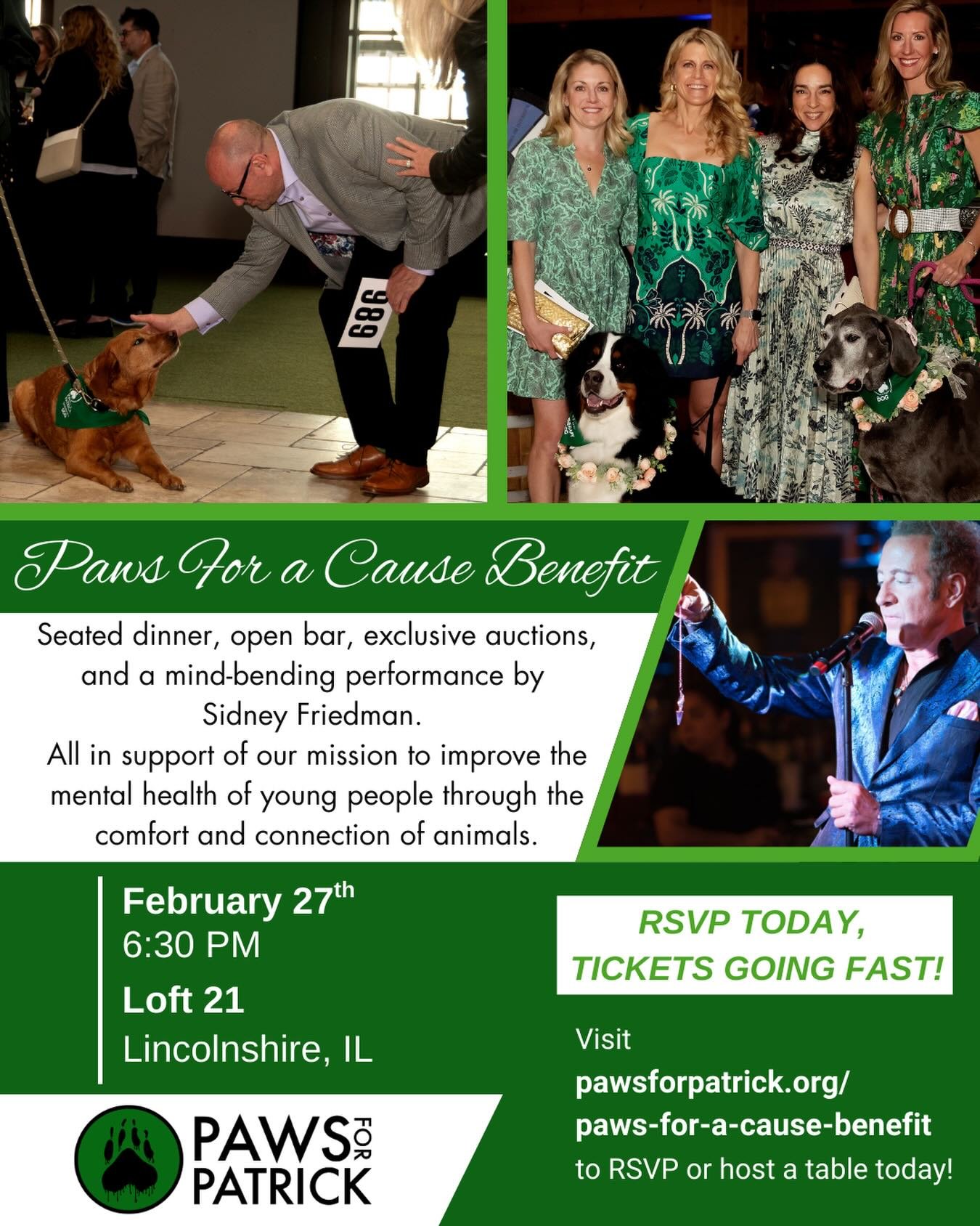 Tickets are going fast! ⏳🐾 Don&rsquo;t miss our Paws for a Cause Benefit, an unforgettable night with dinner, open bar, exclusive auctions and a mind-bending performance by @themusicalmentalist.🧠 

The evening supports our mission to improve the me