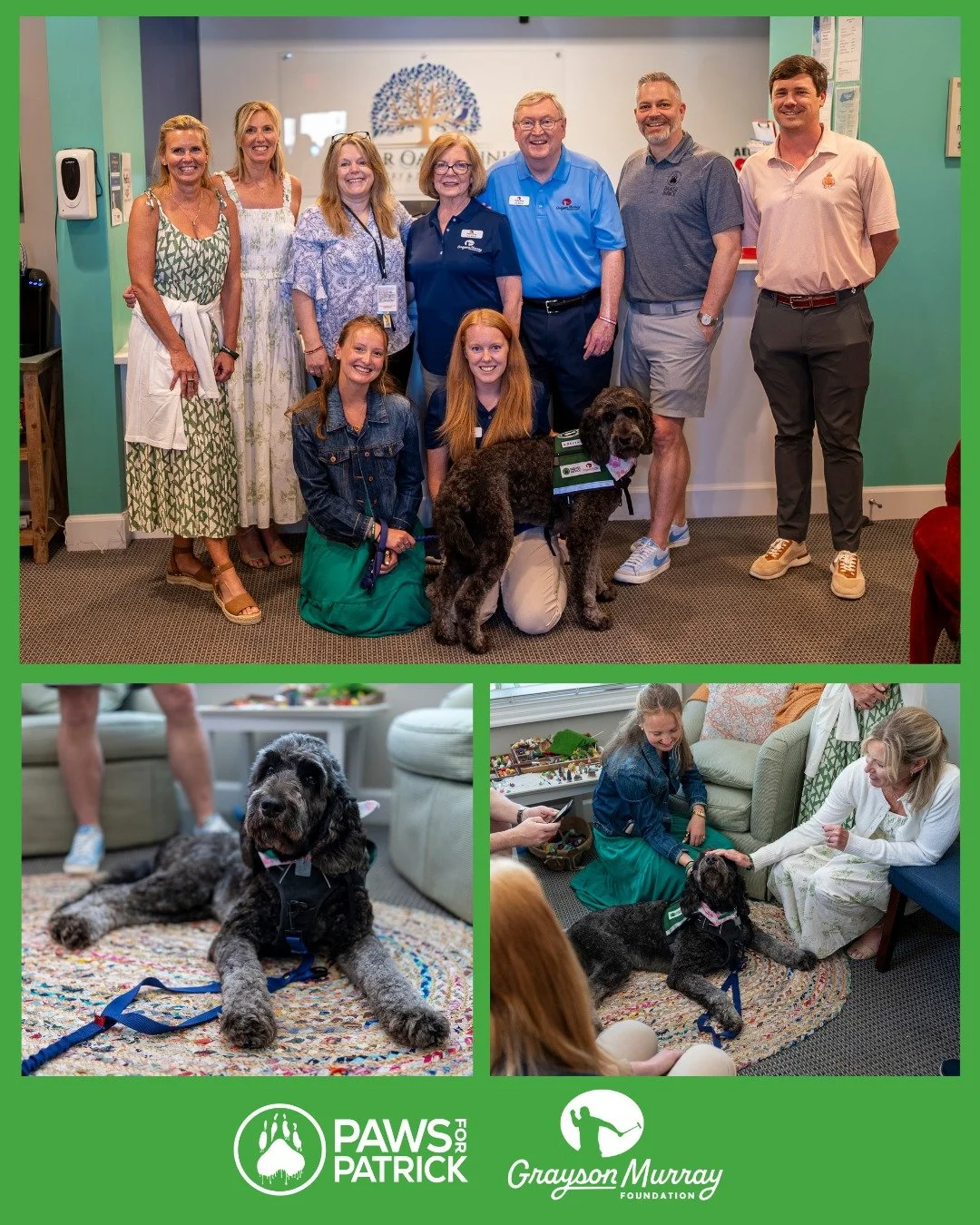 We have an exciting announcement! ✨

Yesterday marked a milestone for Paws for Patrick. We officially launched our very first Facility Dog Program at @cedaroaksclinicpllc in Wake Forest, NC, through our partnership with the Grayson Murray Foundation 