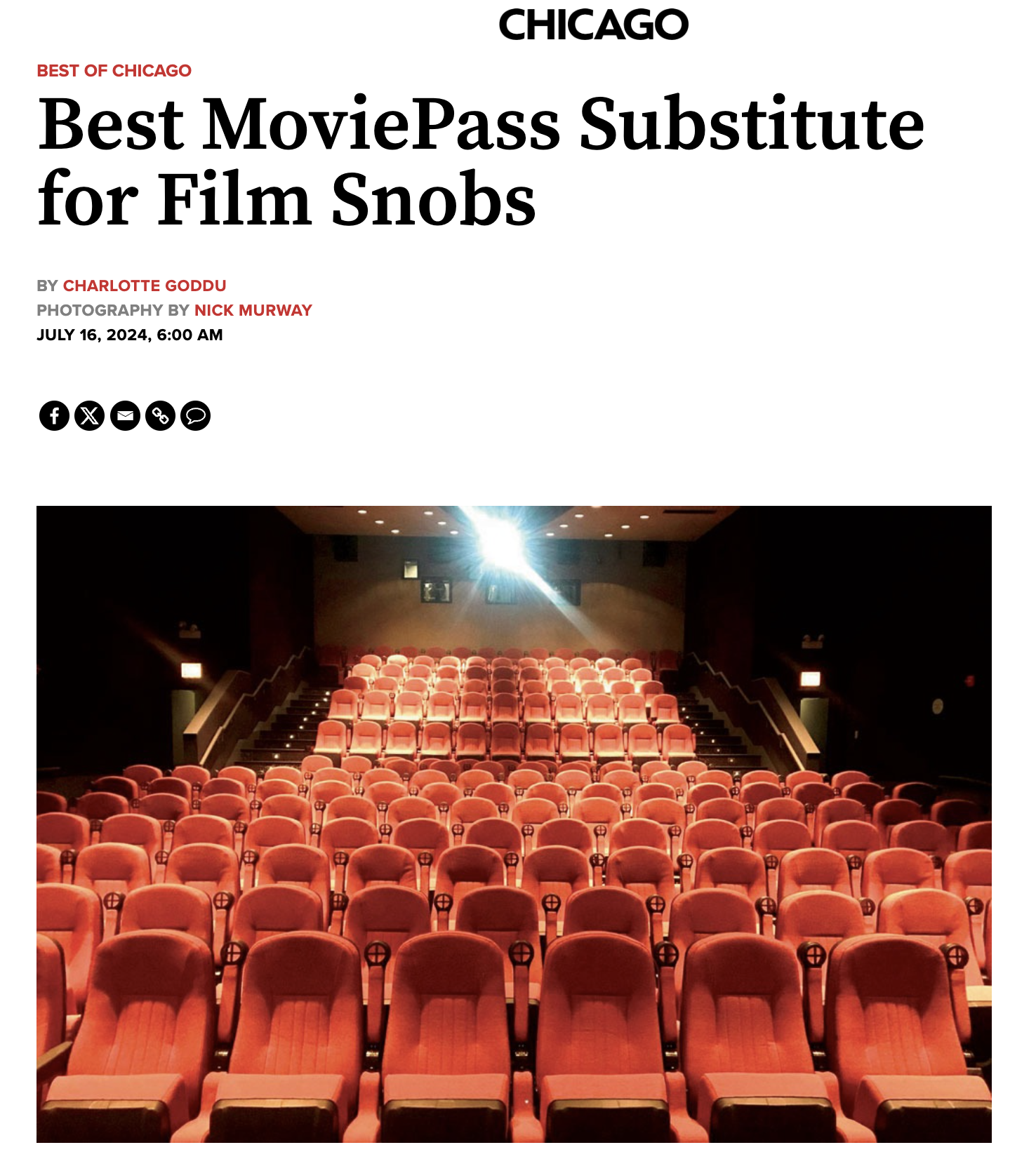 Chicago Magazine coverage, 16 July 2024