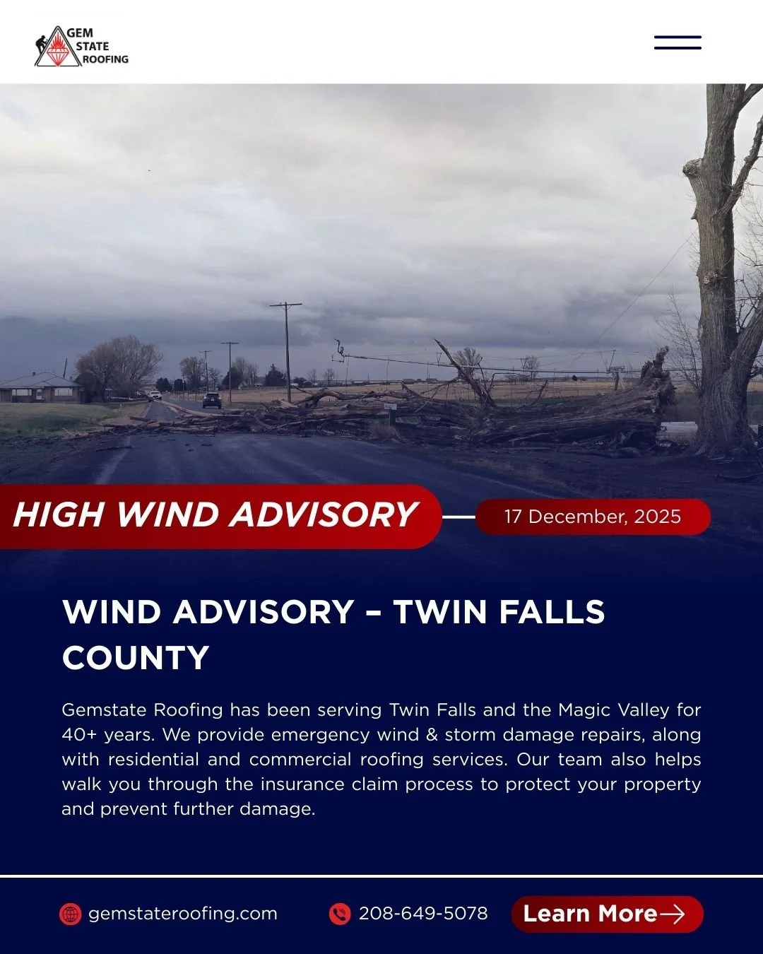With high winds impacting Twin Falls and surrounding Magic Valley communities, now is the time to check your roof for potential damage. Wind can lift shingles, damage flashing, and create openings that may not be immediately visible&mdash;but can qui