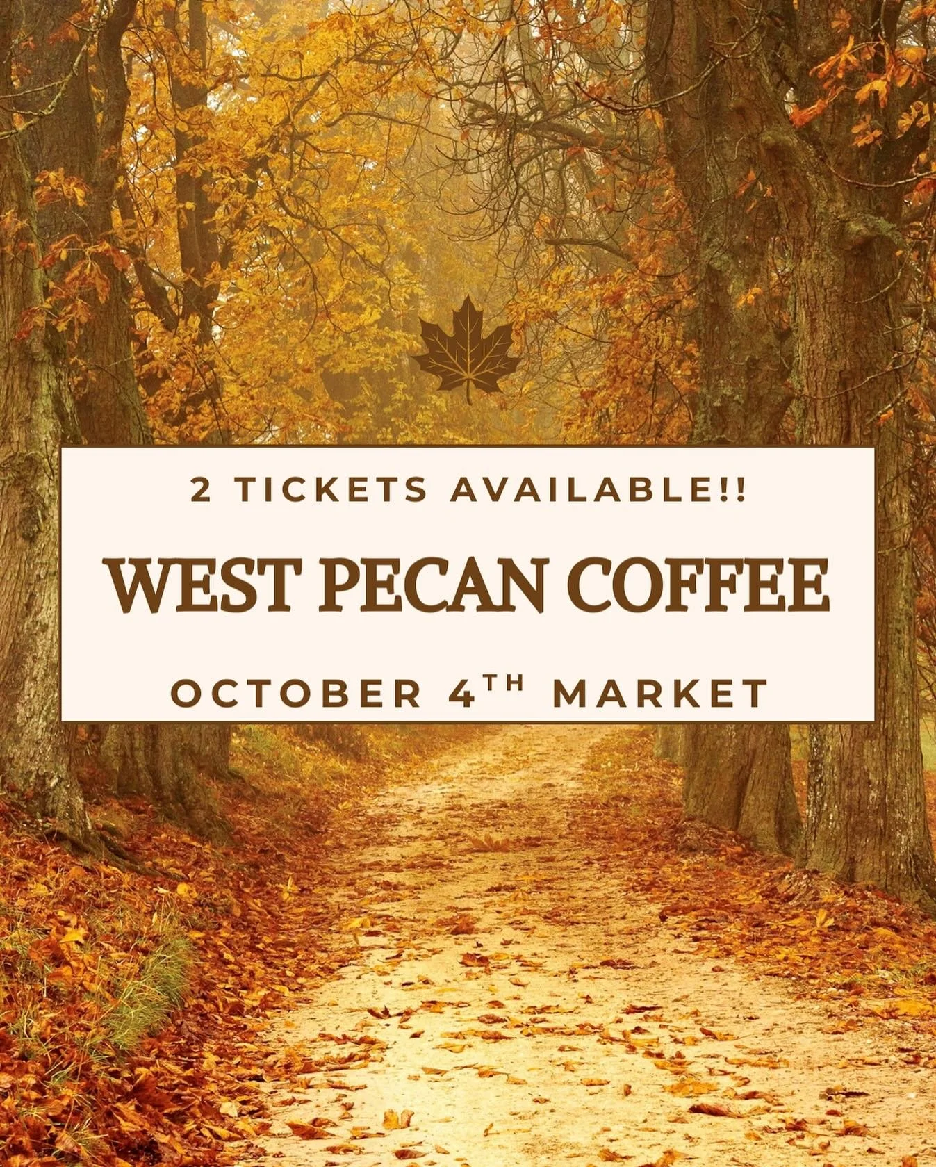 🚨CALLING ALL VENDORS 🚨

Here&rsquo;s your chance to join us!! 2 tickets at West Pecan Coffee available to our upcoming 10/4 market..while supplies last. 

‼️Tickets are live on our website, first come first serve! 

This offer applies to vendors wh
