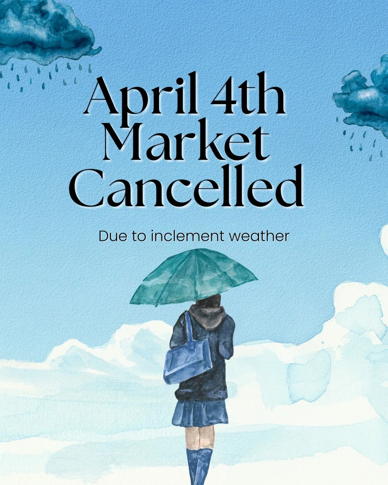 ‼️We are officially canceling our market this month due to the rain forecast ‼️

Everyone have a great weekend. Stay safe and dry! ☔️