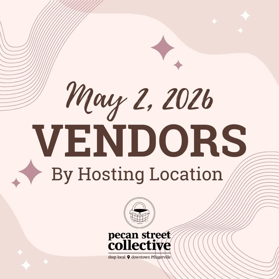 🛒 We have a great vendor lineup this month 🛒

📍 Find your favorites by location and join us for a beautiful day of shopping. 

See y&rsquo;all Saturday ❤️

#pecanstreetcollective #westpecancoffee #shoppflugerville #shoplocal