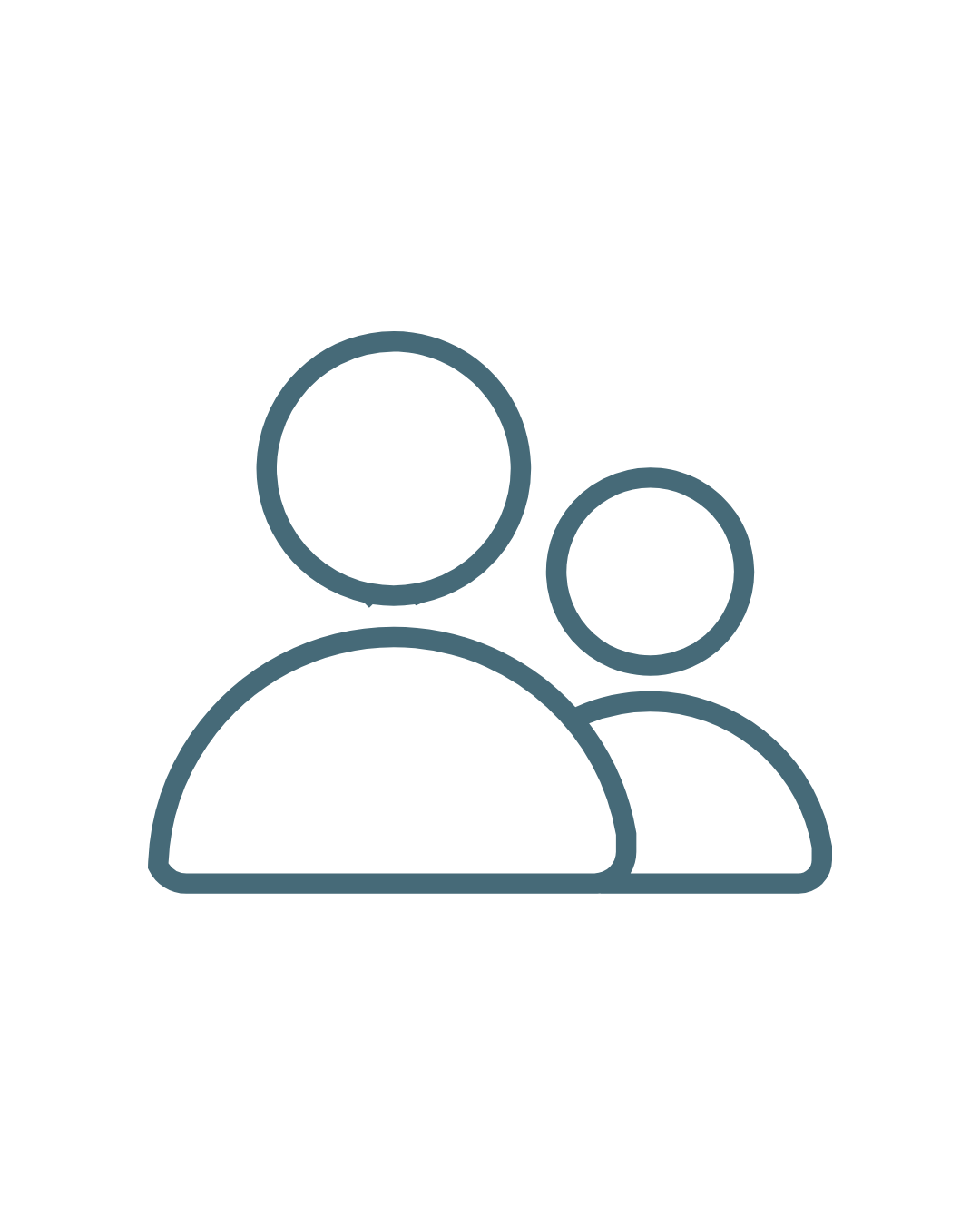 Outline drawing of two generic human figures, one larger and one smaller, representing a user or people icon.