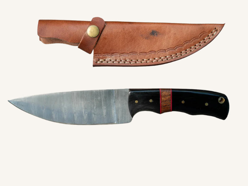 Hand-Forged Damascus Fixed Blade Knife | Engravable Leather Sheath