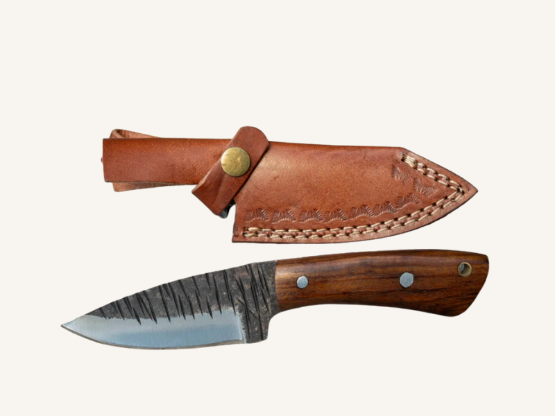 Hand-Forged Skinning Knife | Engravable Leather Sheath