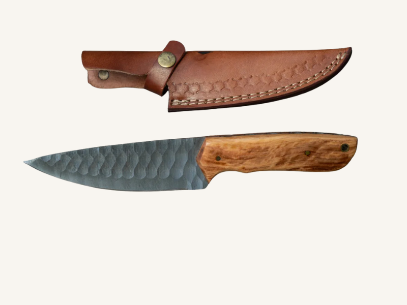 Damascus Steel Hunting Knife – Leather Sheath (Standard)